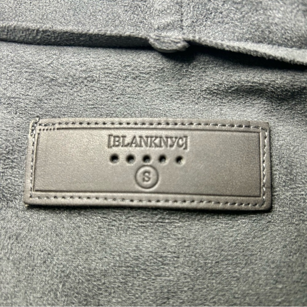 BlankNYC Gray Asymmetrical Zip Drape Front Faux Suede Jacket Size Small - Picture 11 of 13